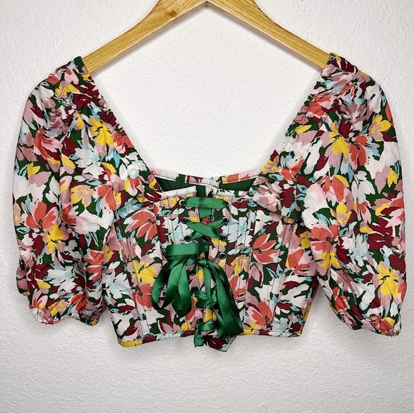 New Corset Story Fern Floral Explosion Cropped Corset with Puff Sleeves $259.50 - Picture 7 of 10